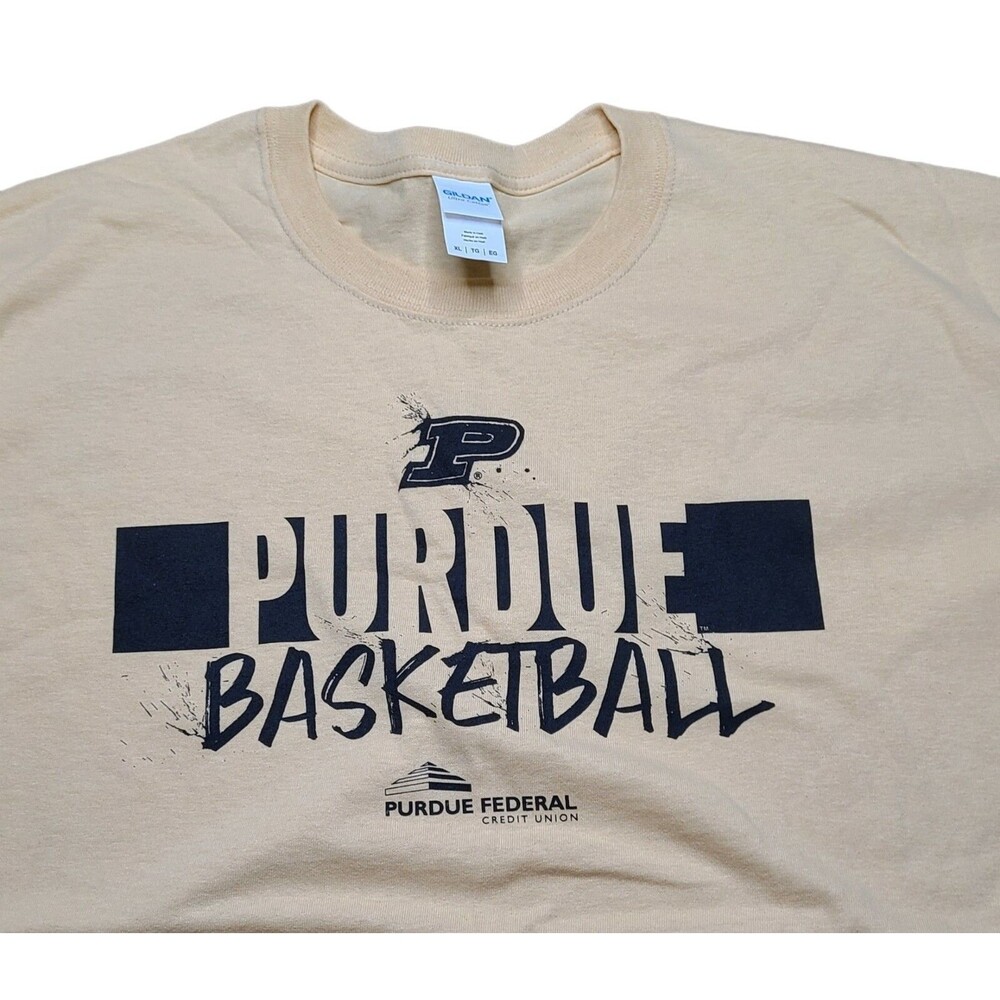 Purdue Boilermakers Basketball NCAA T-Shirt Paint Crew Mens Size XL Gildan Ultra